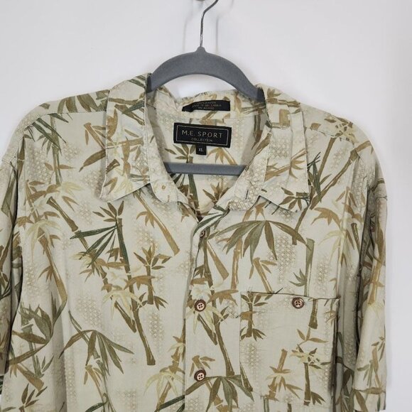 M.E. Sport Collection Bamboo Print Button Down‎ Shirt - Size XL - Picture 2 of 4